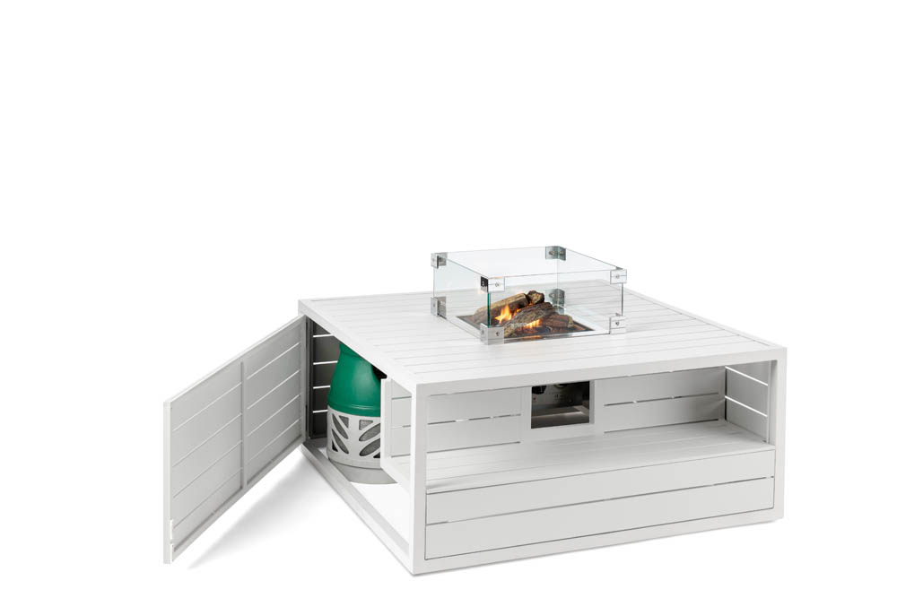 Cocoon Table Aluminium Vierkant wit (deur open)