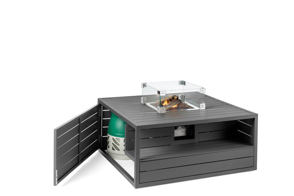 Cocoon Table Aluminium Vierkant antraciet (deur open)